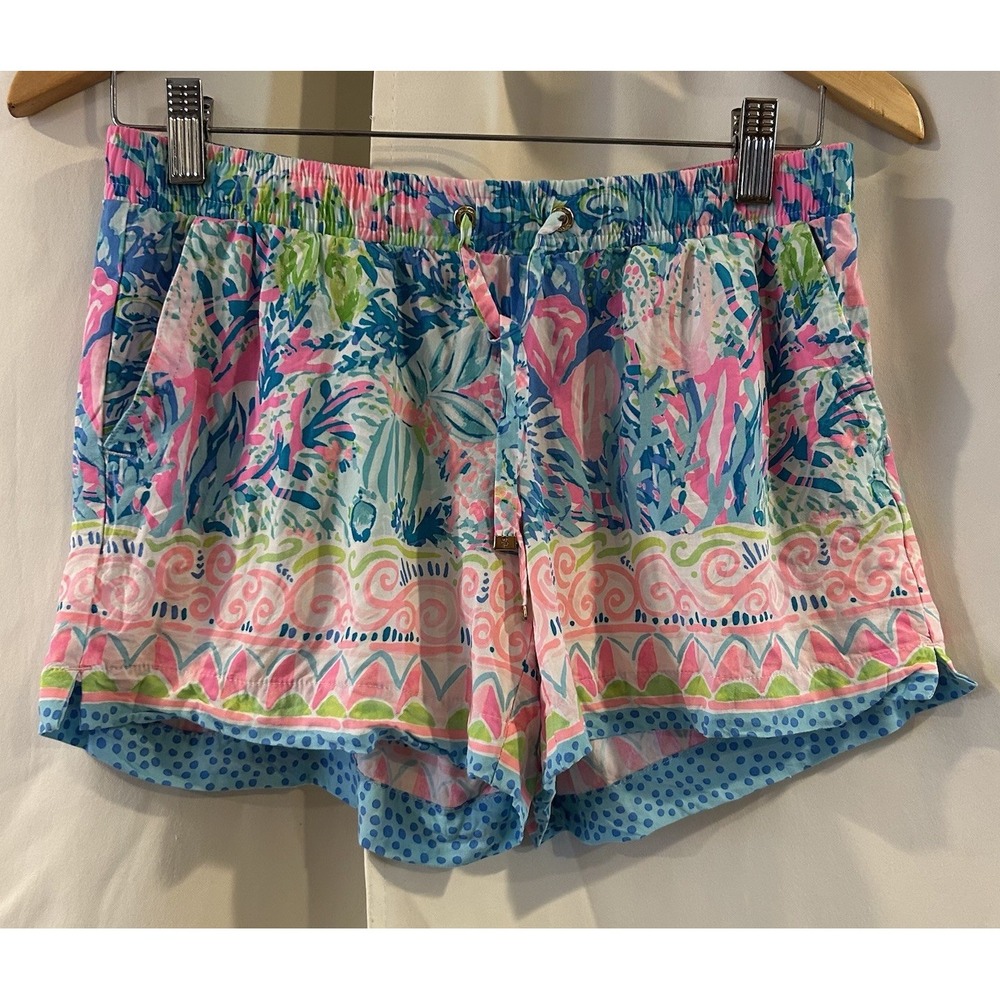 Lilly Pulitzer Katia Fished My Wish Pull On Shorts Size XS Blue Green‎ Pink